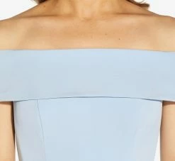 Adrianna Papell Off-The-Shoulder Crepe High-Low Gown With Ruffle In Elegant Sky -Adrianna Papell Shop AP1E209457 AC497 Regular Detail