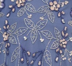 Adrianna Papell Beaded Midi Dress With Sheer Ruffled Sleeves In French Blue -Adrianna Papell Shop AP1E209508 AA544 Regular Alternate