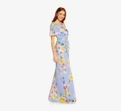 Adrianna Papell Floral Print Chiffon Long Gown In Peri Multi 7 Adrianna Papell Floral Print Chiffon Long Gown In Peri Multi -Adrianna Papell Shop AP1E209584 AR590 Regular Alternate