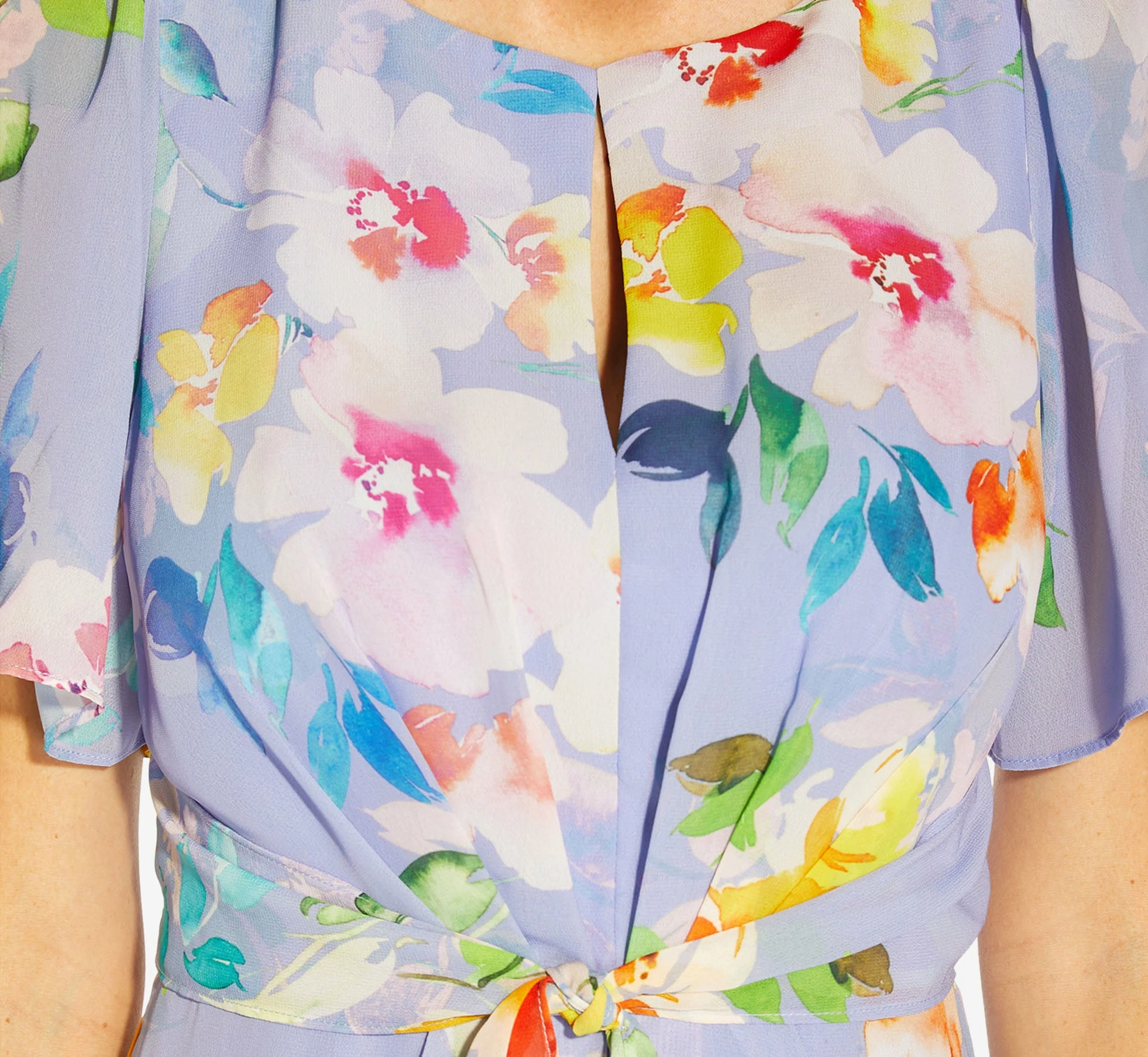 Adrianna Papell Floral Print Chiffon Long Gown In Peri Multi 2 Adrianna Papell Floral Print Chiffon Long Gown In Peri Multi - Image 2