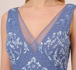 Adrianna Papell Hand-Beaded Ankle-Length Dress In French Blue 9 Adrianna Papell Hand-Beaded Ankle-Length Dress In French Blue -Adrianna Papell Shop AP1E209645 AA544 Regular Detail