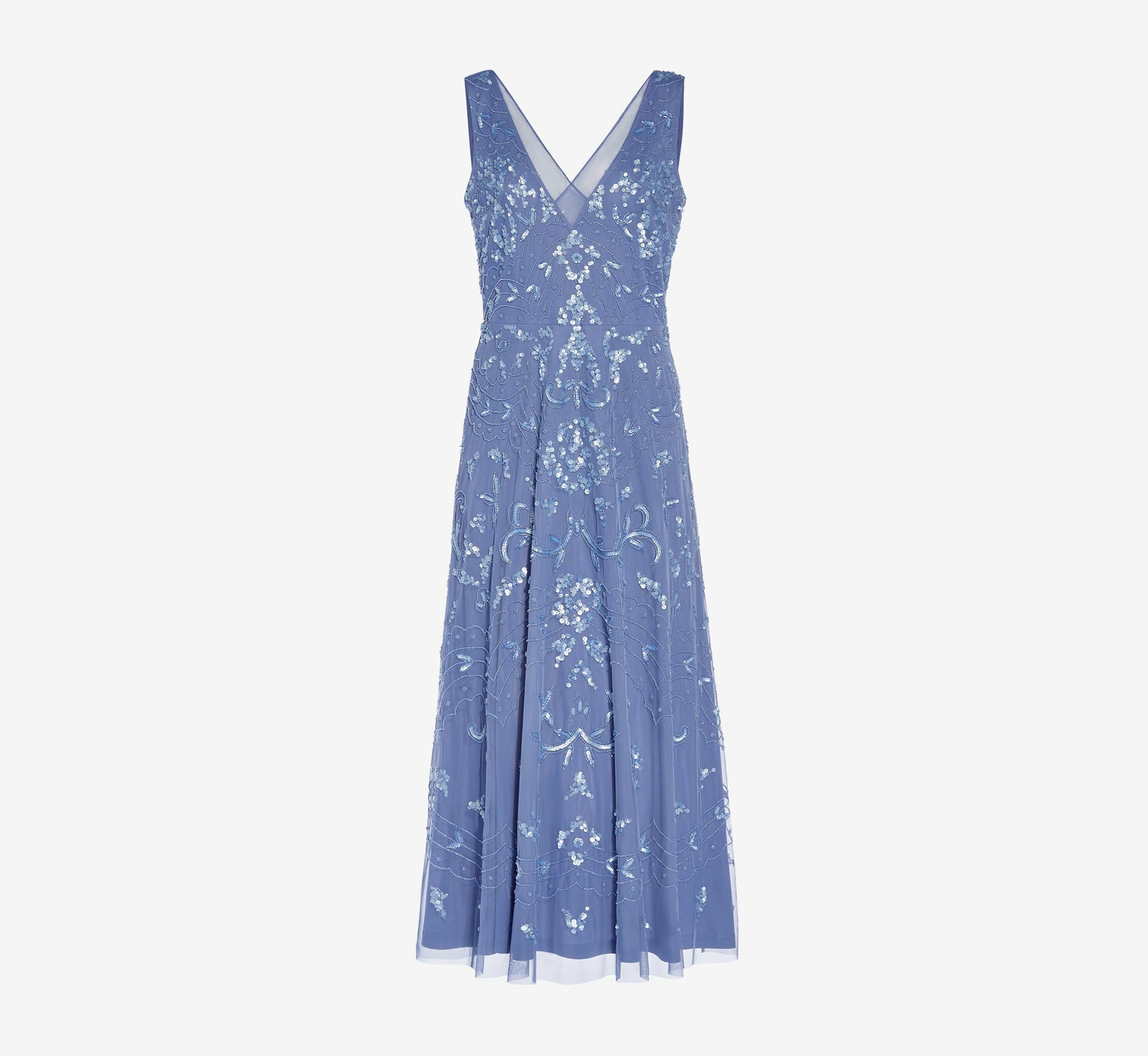 Adrianna Papell Hand-Beaded Ankle-Length Dress In French Blue 7 Adrianna Papell Hand-Beaded Ankle-Length Dress In French Blue - Image 7