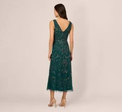 Adrianna Papell Hand-Beaded Ankle-Length Dress In Gem Green 9 Adrianna Papell Hand-Beaded Ankle-Length Dress In Gem Green -Adrianna Papell Shop AP1E209645 AW303 Regular Back