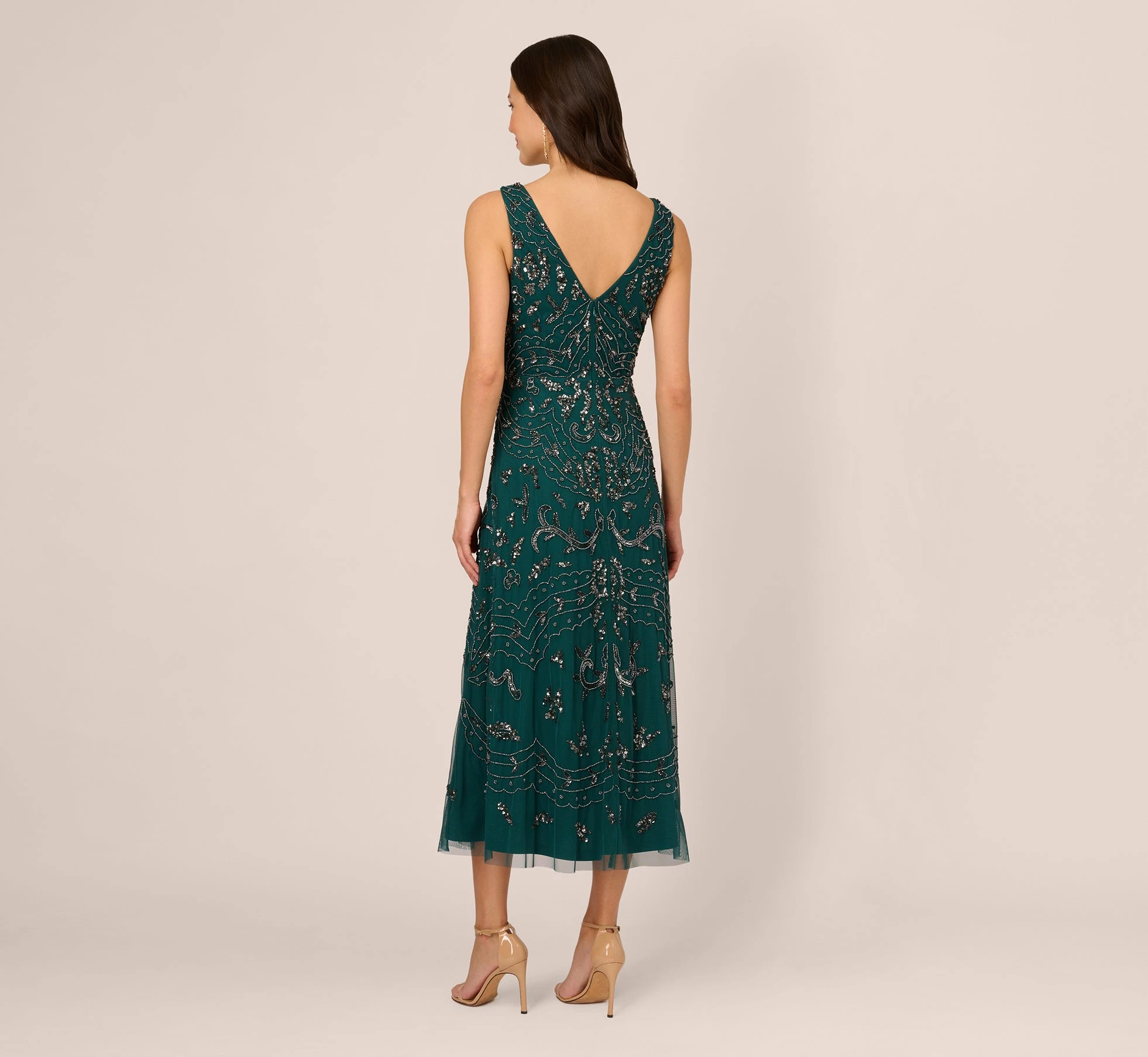 Adrianna Papell Hand-Beaded Ankle-Length Dress In Gem Green 4 Adrianna Papell Hand-Beaded Ankle-Length Dress In Gem Green - Image 4