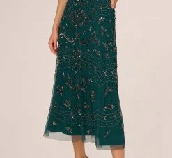 Adrianna Papell Hand-Beaded Ankle-Length Dress In Gem Green 10 Adrianna Papell Hand-Beaded Ankle-Length Dress In Gem Green -Adrianna Papell Shop AP1E209645 AW303 Regular Lifestyle
