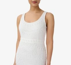Adrianna Papell Hand-Beaded And Fringed Short Sheath Cocktail Dress In Ivory -Adrianna Papell Shop AP1E209791 AA194 Regular Detail