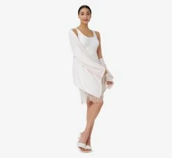 Adrianna Papell Hand-Beaded And Fringed Short Sheath Cocktail Dress In Ivory -Adrianna Papell Shop AP1E209791 AA194 Regular Lifestyle