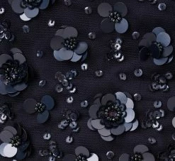 Adrianna Papell 3D Floral Hand-Beaded One-Shoulder Long Column Gown In Dusty Navy -Adrianna Papell Shop AP1E209866 AK469 Regular Alternate