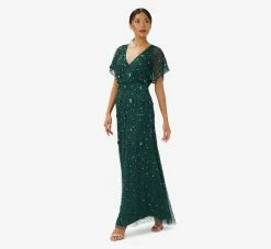 Adrianna Papell Hand-Beaded 3D Floral Blouson Long Gown In Dusty Emerald 9 Adrianna Papell Hand-Beaded 3D Floral Blouson Long Gown In Dusty Emerald -Adrianna Papell Shop AP1E209936 AA302 Regular Alternate