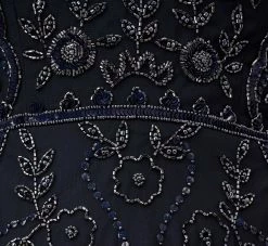 Adrianna Papell Beaded Midi Dress With Sheer Short Sleeves In Midnight -Adrianna Papell Shop AP1E209973 AG410 Regular Alternate