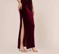 Adrianna Papell Velvet One Shoulder Gown With Beaded Neckline In Burgundy 10 Adrianna Papell Velvet One Shoulder Gown With Beaded Neckline In Burgundy -Adrianna Papell Shop AP1E209998 AC506 Regular Lifestyle