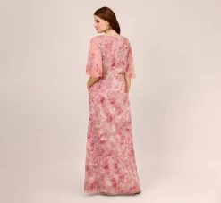 Adrianna Papell Floral-Print And Hand-Beaded Mesh Long Gown In Blush Multi 10 Adrianna Papell Floral-Print And Hand-Beaded Mesh Long Gown In Blush Multi -Adrianna Papell Shop AP1E210055 AM970 Regular Back