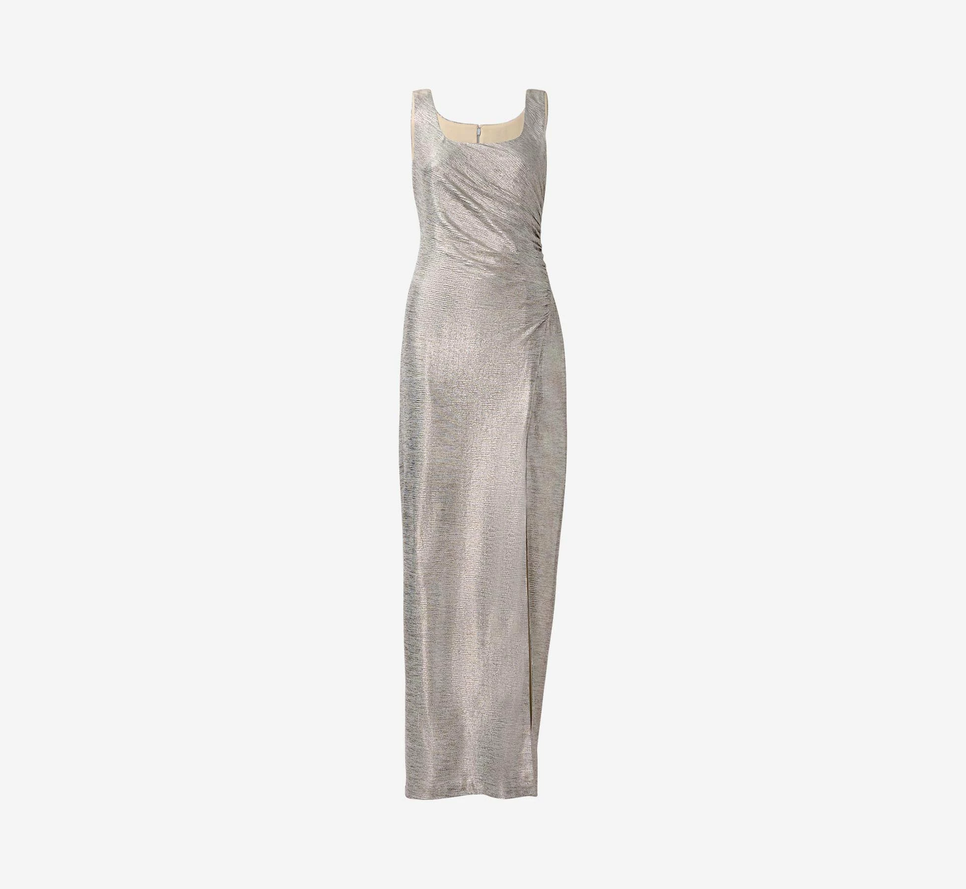 Adrianna Papell Foiled Stretch Jersey Long Column Gown In Light Gold 5 Adrianna Papell Foiled Stretch Jersey Long Column Gown In Light Gold - Image 5