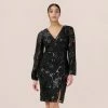 Adrianna Papell Beaded Short Sheath Cocktail Dress In Black