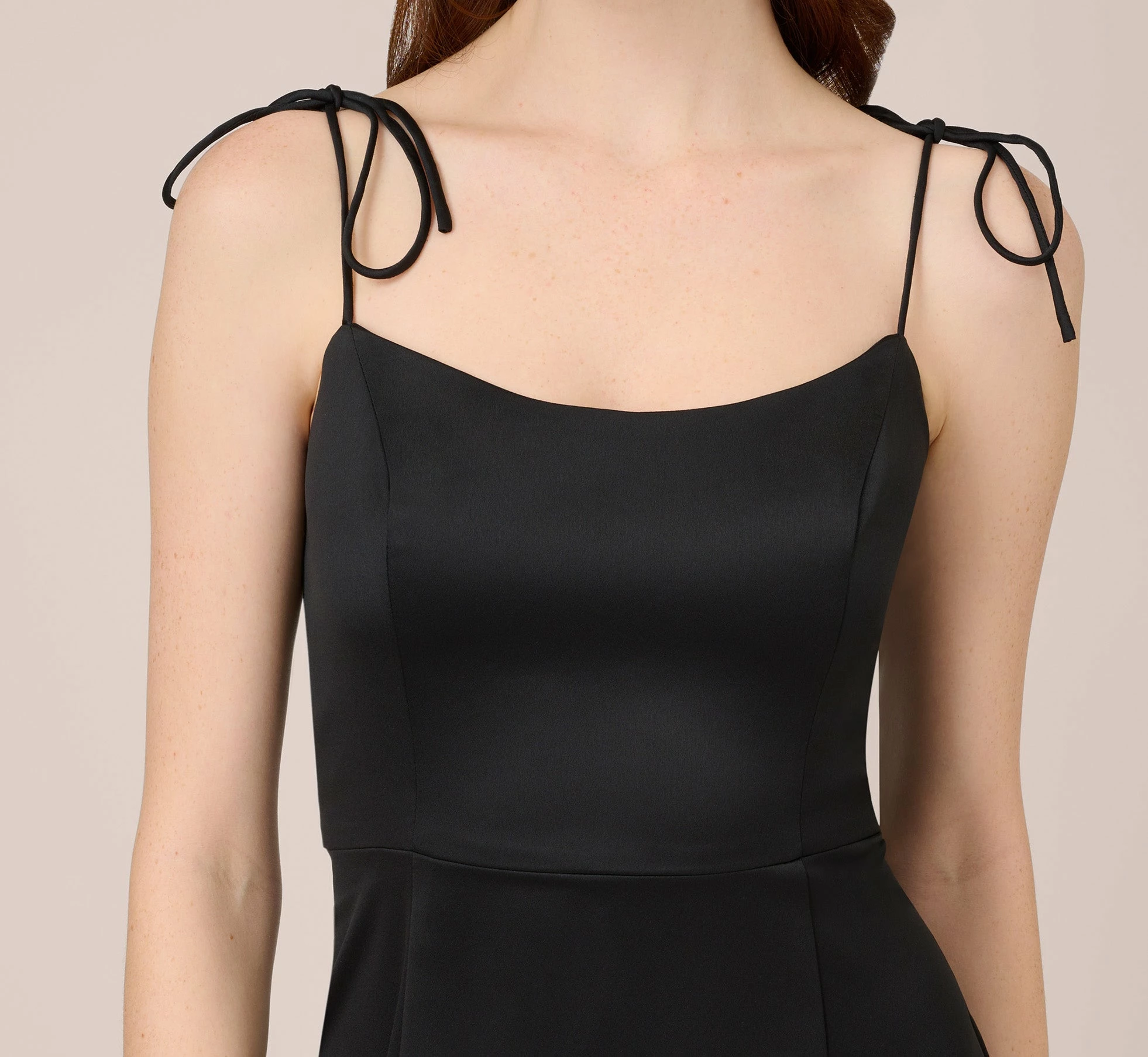 Adrianna Papell Satin Crepe Long Gown In Black 2 Adrianna Papell Satin Crepe Long Gown In Black - Image 2