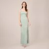 Adrianna Papell Satin Crepe Long Gown In Willow