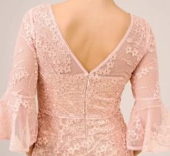 Adrianna Papell Hand-Sequined And Embroidered Illusion Long Column Gown In Blush Pearl -Adrianna Papell Shop AP1E210239 AP688 Regular Side