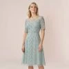 Adrianna Papell Hand-Beaded Illusion Midi-Length Fit-And-Flare Cocktail Dress In Frosted Sage