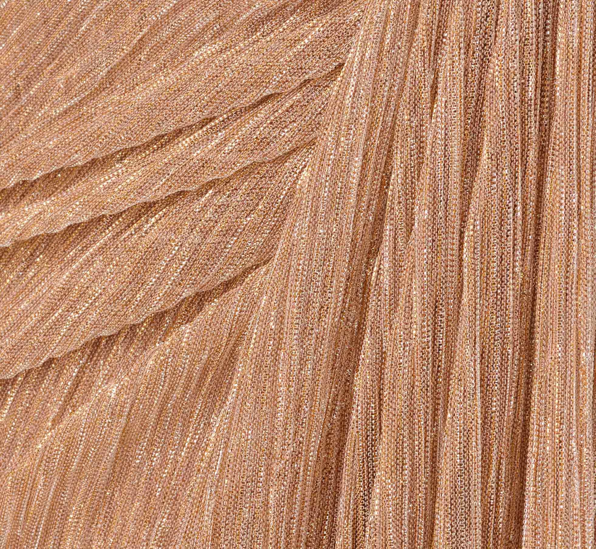 Adrianna Papell Metallic Crinkled Mesh Draped Long Gown In Light Gold 6 Adrianna Papell Metallic Crinkled Mesh Draped Long Gown In Light Gold - Image 6