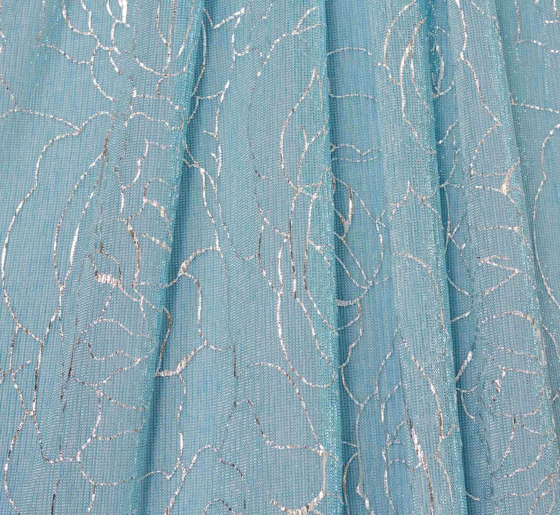 Adrianna Papell Floral Metallic Stencil Long Halter Gown In Light Blue 6 Adrianna Papell Floral Metallic Stencil Long Halter Gown In Light Blue - Image 6