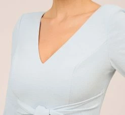 Adrianna Papell Metallic Knit Tie-Front Long Column Gown In Skyway -Adrianna Papell Shop AP1E210307 AC459 Regular Detail