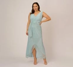 Adrianna Papell Plus Size Metallic Mesh Faux Wrap Gown With Ruffle Accents In Mint Smoke 13 Adrianna Papell Plus Size Metallic Mesh Faux Wrap Gown With Ruffle Accents In Mint Smoke -Adrianna Papell Shop AP1E210373 AH484 Plus Default c4e29a9e 82c6 4b8d 84a0 24af4dbc77bf