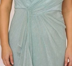 Adrianna Papell Plus Size Metallic Mesh Faux Wrap Gown With Ruffle Accents In Mint Smoke 11 Adrianna Papell Plus Size Metallic Mesh Faux Wrap Gown With Ruffle Accents In Mint Smoke -Adrianna Papell Shop AP1E210373 AH484 Plus Lifestyle c23bb24d f6fb 45c1 87a0 278b18f52070