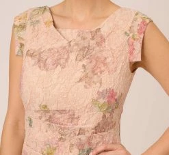 Adrianna Papell Floral Metallic Stretch Matelasse Long Column Gown In Pink Multi -Adrianna Papell Shop AP1E210383 AE970 Regular Detail