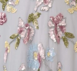 Adrianna Papell Floral Hand Beaded Illusion Long A-Line Gown In Glacier -Adrianna Papell Shop AP1E210441 AF482 Regular Alternate