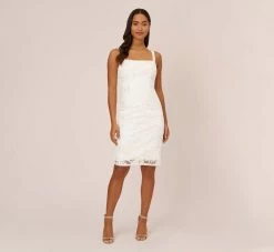 Adrianna Papell Sequin Embroidered Sheath Dress With Grosgrain Straps In Ivory 13 Adrianna Papell Sequin Embroidered Sheath Dress With Grosgrain Straps In Ivory -Adrianna Papell Shop AP1E210481 AA194 Regular Front