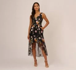 Adrianna Papell Floral Embroidered High Low Dress With Sheer Details In Black Multi 15 Adrianna Papell Floral Embroidered High Low Dress With Sheer Details In Black Multi -Adrianna Papell Shop AP1E210493 AA963 Regular Default 6094f731 d5d4 4f29 ba08 6985325f35a2
