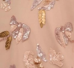 Adrianna Papell Floral Beaded Faux Wrap Dress With Sheer Flutter Sleeves In Blush Multi -Adrianna Papell Shop AP1E210498 AA246 Regular Alternate