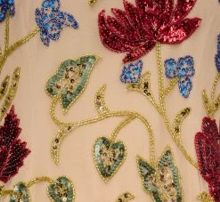 Adrianna Papell Multicolor Floral Beaded Shift Dress In Light Champagne -Adrianna Papell Shop AP1E210539 AE273 Regular Alternate