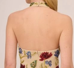 Adrianna Papell Multicolor Floral Beaded Shift Dress In Light Champagne -Adrianna Papell Shop AP1E210539 AE273 Regular Lifestyle