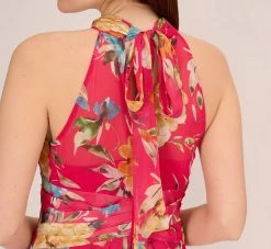 Adrianna Papell Floral Chiffon Halter Gown With Illusion Details In Pink Multi 10 Adrianna Papell Floral Chiffon Halter Gown With Illusion Details In Pink Multi -Adrianna Papell Shop AP1E210560 AE970 Regular Lifestyle