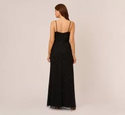 Adrianna Papell Art Deco Beaded Mermaid Gown With Cowl Neckline In Black 9 Adrianna Papell Art Deco Beaded Mermaid Gown With Cowl Neckline In Black -Adrianna Papell Shop AP1E210577 AA002 Regular Back