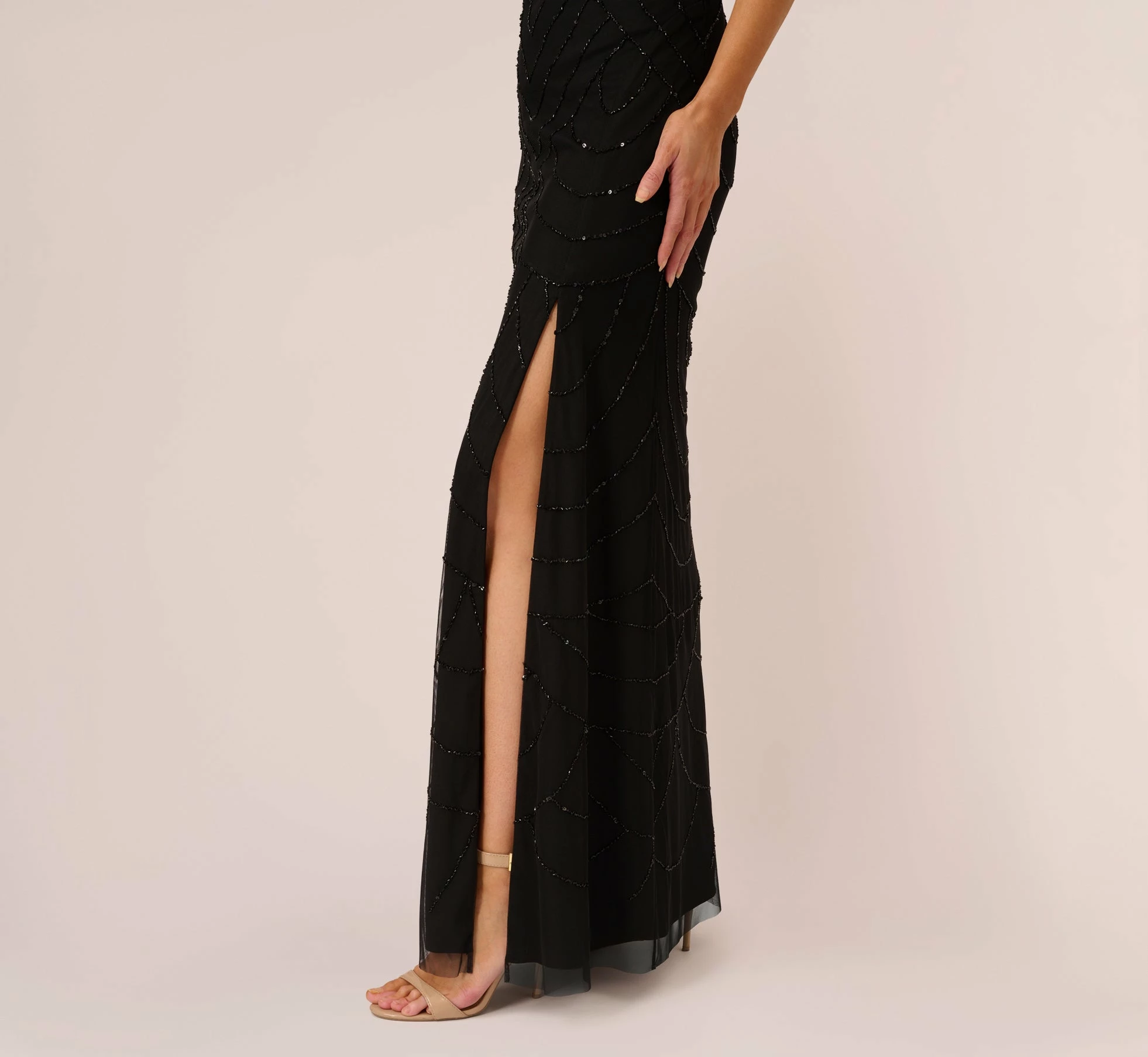 Adrianna Papell Art Deco Beaded Mermaid Gown With Cowl Neckline In Black 5 Adrianna Papell Art Deco Beaded Mermaid Gown With Cowl Neckline In Black - Image 5