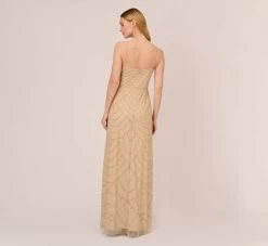 Adrianna Papell Art Deco Beaded Mermaid Gown With Cowl Neckline In Champagne Gold 9 Adrianna Papell Art Deco Beaded Mermaid Gown With Cowl Neckline In Champagne Gold -Adrianna Papell Shop AP1E210577 AD298 Regular Back