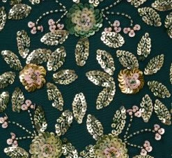 Adrianna Papell Floral Beaded Midi Dress With Godet Skirt In Gem Green -Adrianna Papell Shop AP1E210652 AW303 Regular Alternate