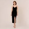 Adrianna Papell Velvet Ankle-Length Wrap Gown With Stone Straps In Black