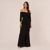 Adrianna Papell Off The Shoulder Cascading Ruffle Gown In Black