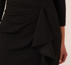 Adrianna Papell Off The Shoulder Cascading Ruffle Gown In Black 10 Adrianna Papell Off The Shoulder Cascading Ruffle Gown In Black -Adrianna Papell Shop AP1E210672 AA002 Regular Detail