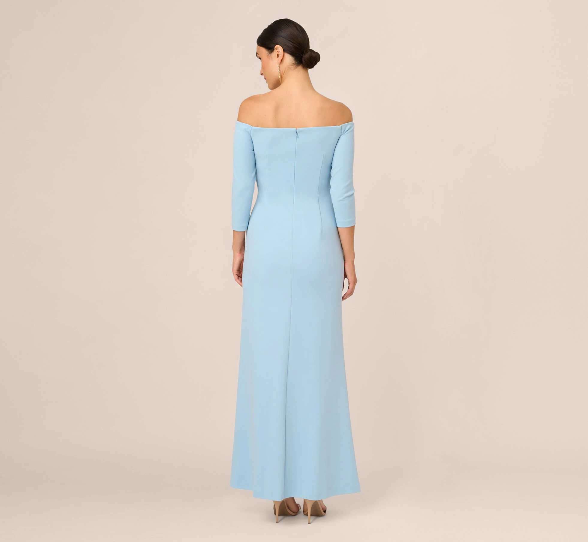 Adrianna Papell Off The Shoulder Cascading Ruffle Gown In Blue Mist 2 Adrianna Papell Off The Shoulder Cascading Ruffle Gown In Blue Mist - Image 2