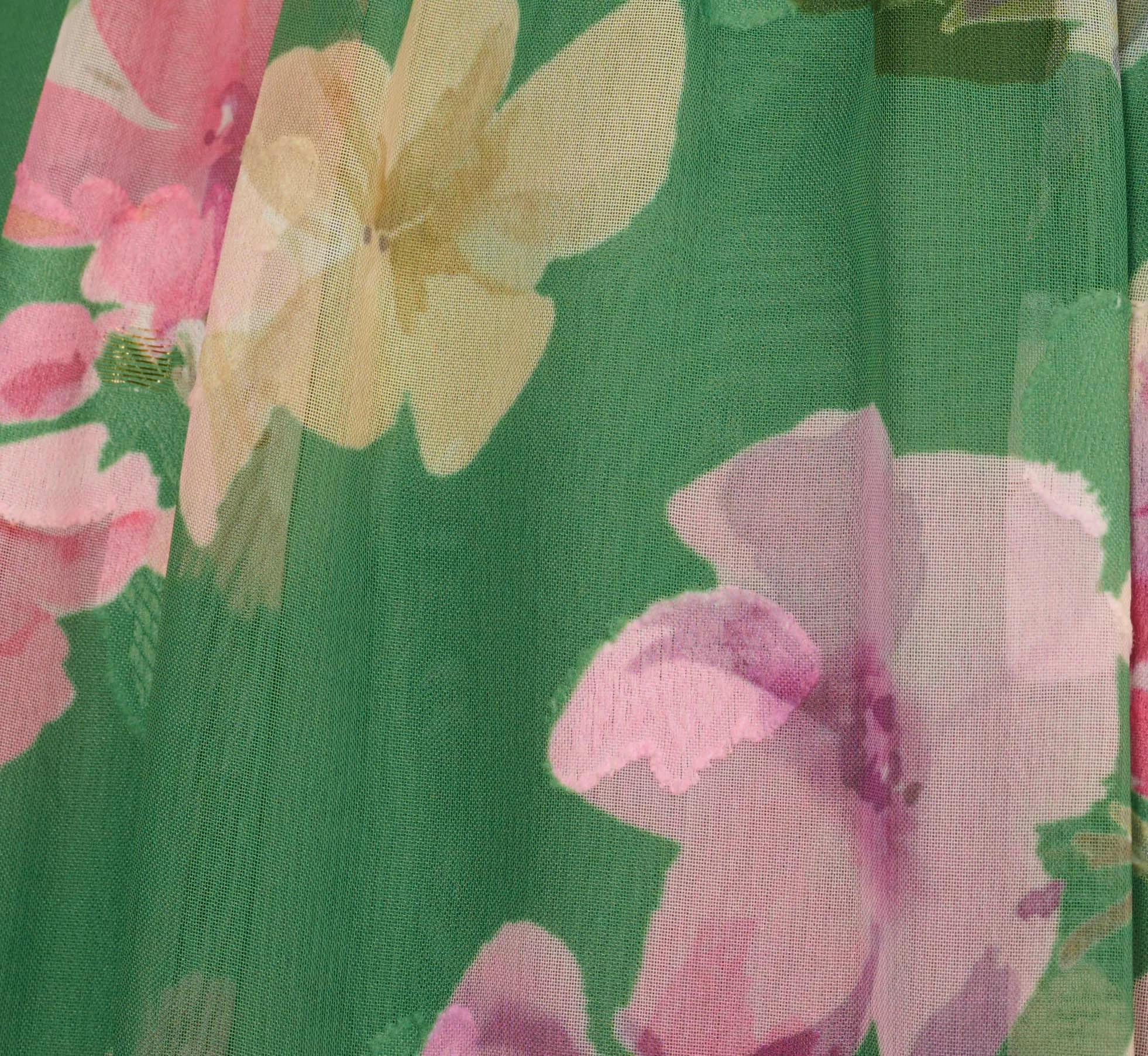 Adrianna Papell Floral Chiffon Tiered Gown With Ruffle Details In Green Multi 6 Adrianna Papell Floral Chiffon Tiered Gown With Ruffle Details In Green Multi - Image 6