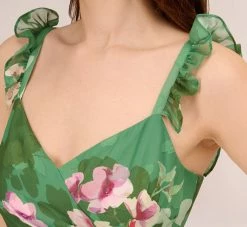 Adrianna Papell Floral Chiffon Tiered Gown With Ruffle Details In Green Multi 10 Adrianna Papell Floral Chiffon Tiered Gown With Ruffle Details In Green Multi -Adrianna Papell Shop AP1E210741 AA390 Regular Detail