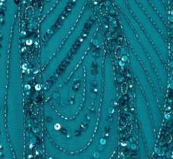 Adrianna Papell Beaded Halter Gown With Godet Skirt In Teal -Adrianna Papell Shop AP1E210908 AD473 Regular Alternate