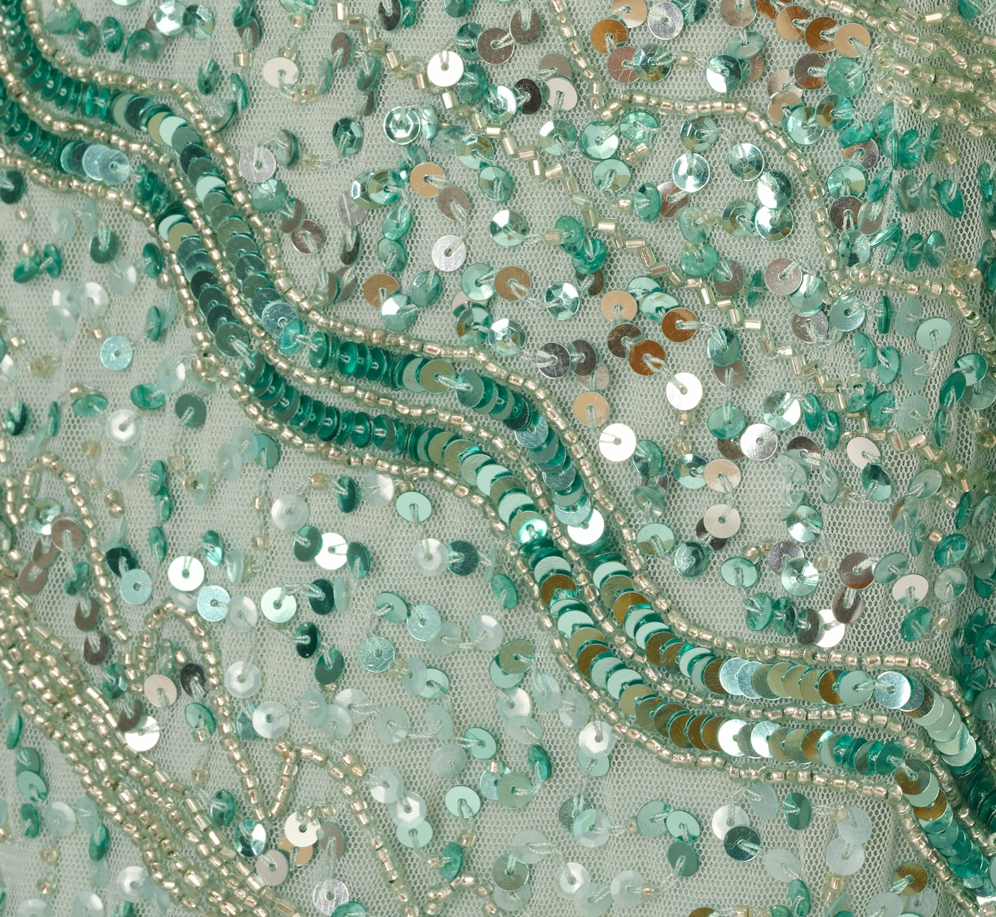 Adrianna Papell Beaded Faux Wrap Dress With Sheer Cap Sleeves In Icy Sage 7 Adrianna Papell Beaded Faux Wrap Dress With Sheer Cap Sleeves In Icy Sage - Image 7