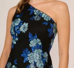 Adrianna Papell Floral Sequin One Shoulder Column Gown In Black Blue Multi 8 Adrianna Papell Floral Sequin One Shoulder Column Gown In Black Blue Multi -Adrianna Papell Shop AP1E210946 AP986 Regular Detail