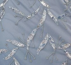 Hand Beaded Cold Shoulder Popover Long A-Line Gown In Vintage Blue -Adrianna Papell Shop MD1E205785 AC466 Regular Alternate