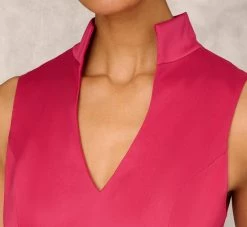 Stretch Mikado Ball Gown With Self Tie Sash In Faded Azalea -Adrianna Papell Shop MD1E206262 AE605 Regular Detail